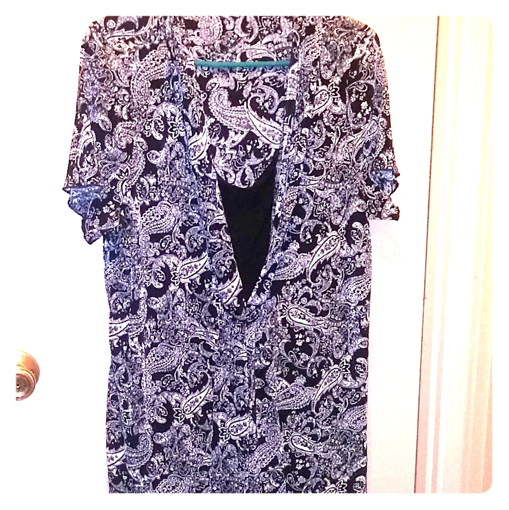 Blouse with attached inside shirt.